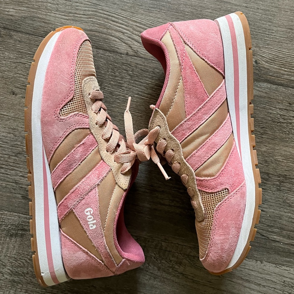 Gola Pink and Gold Sneakers with Metallic Accents